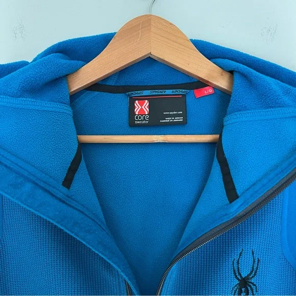Spyder Men’s Size Large Blue Full Zip Up Hooded Sweater Jacket
